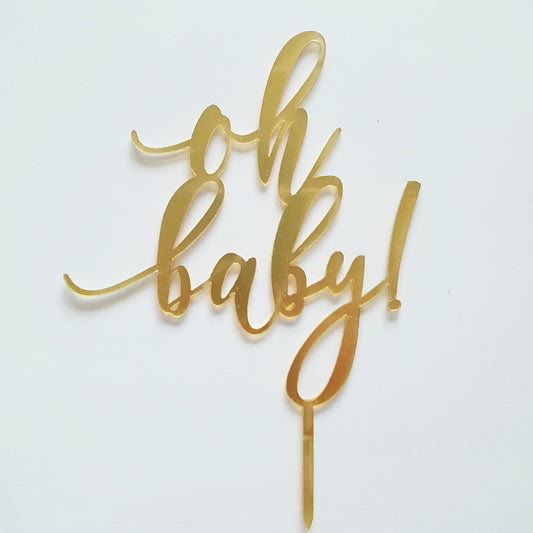 Gold Acrylic Oh Baby Cake Topper