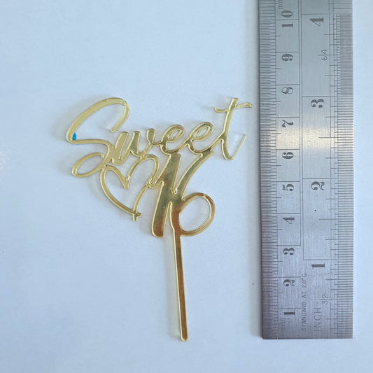 Gold Acrylic Sweet 16 Cake Topper