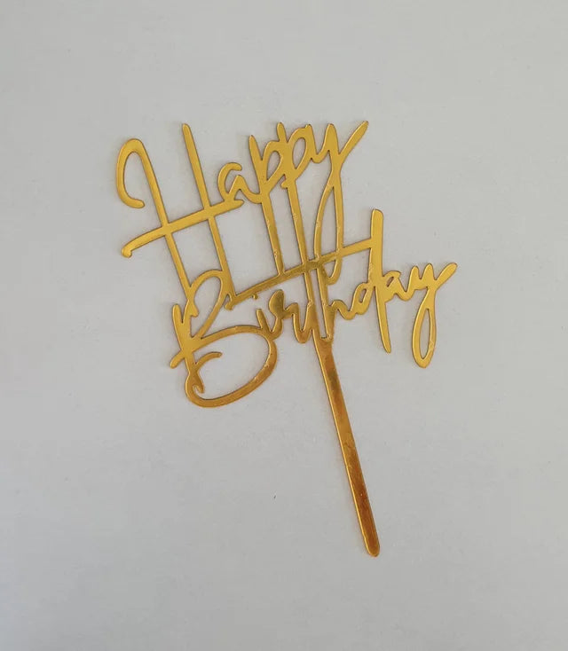 Gold Acrylic Happy Birthday Cake Topper
