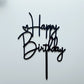 Black Acrylic Happy Birthday Cake Topper