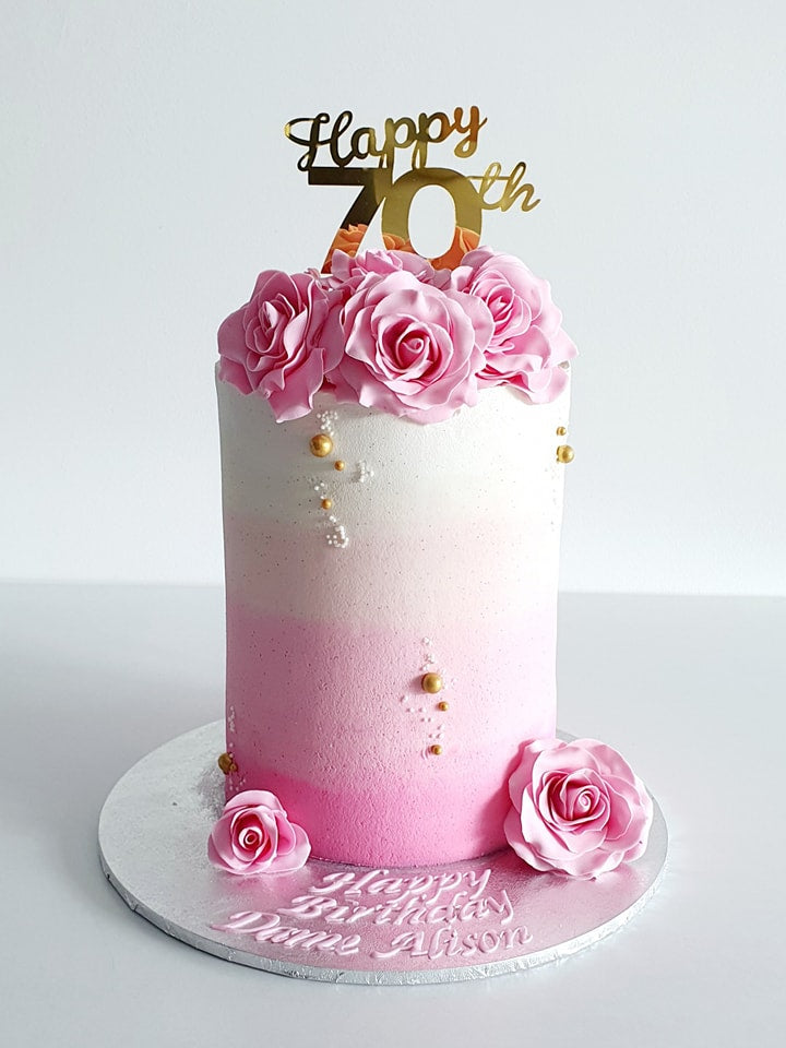 Gold Acrylic Happy 70th Cake Topper