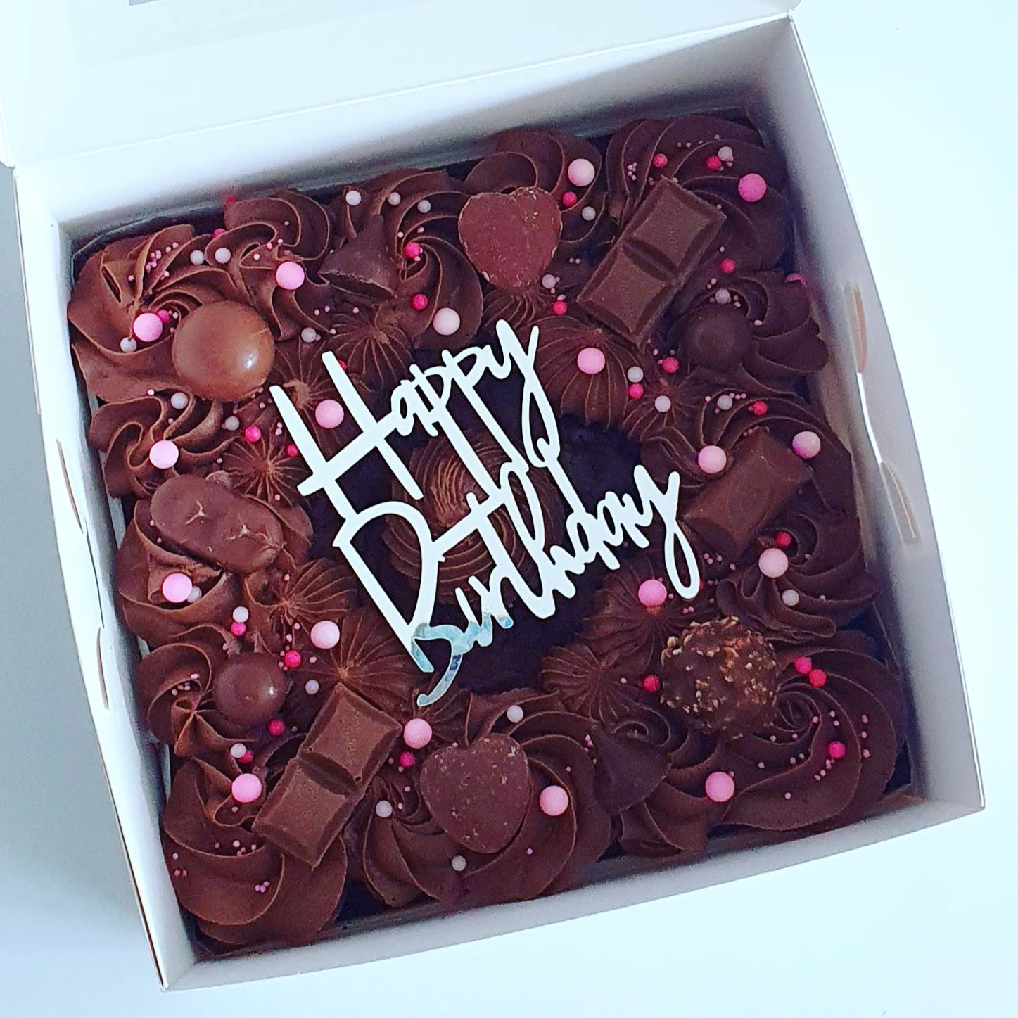 Silver Acrylic Happy Birthday Cake Topper