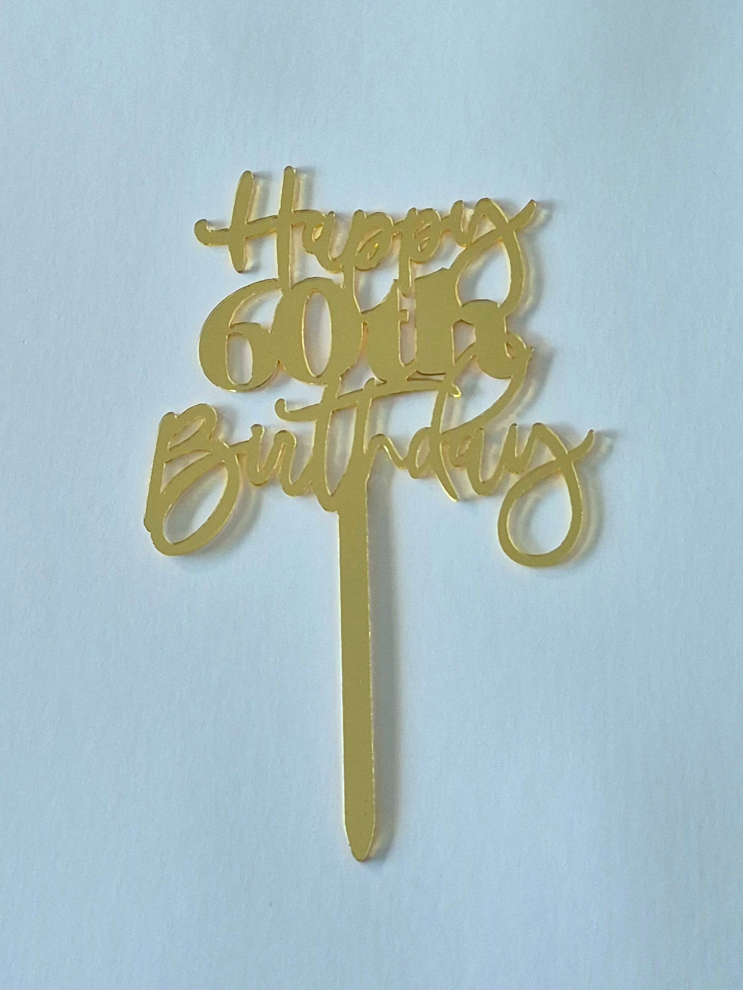Gold Acrylic Happy 60th Cake Topper