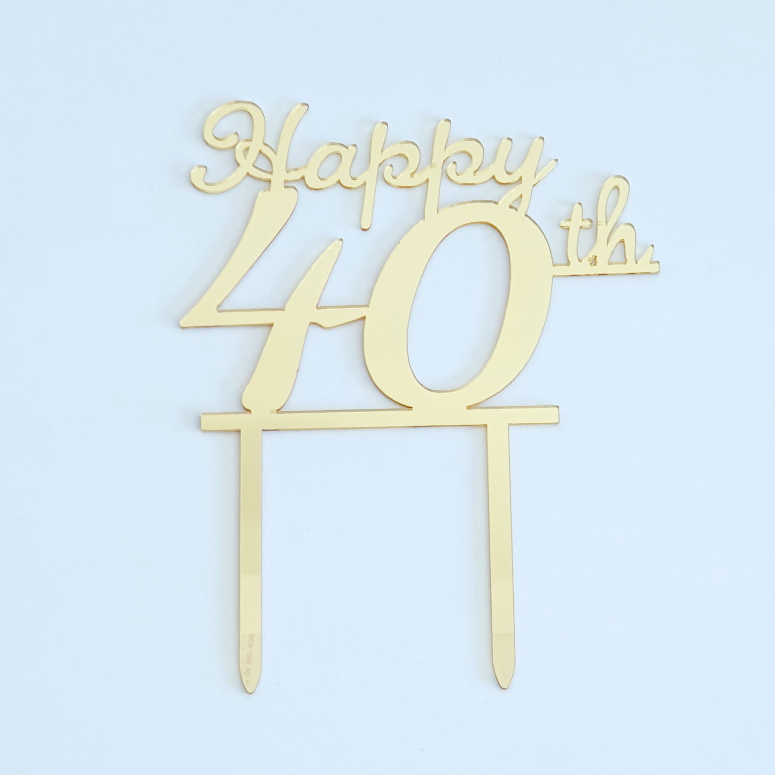 Gold Acrylic Happy 40th Cake Topper