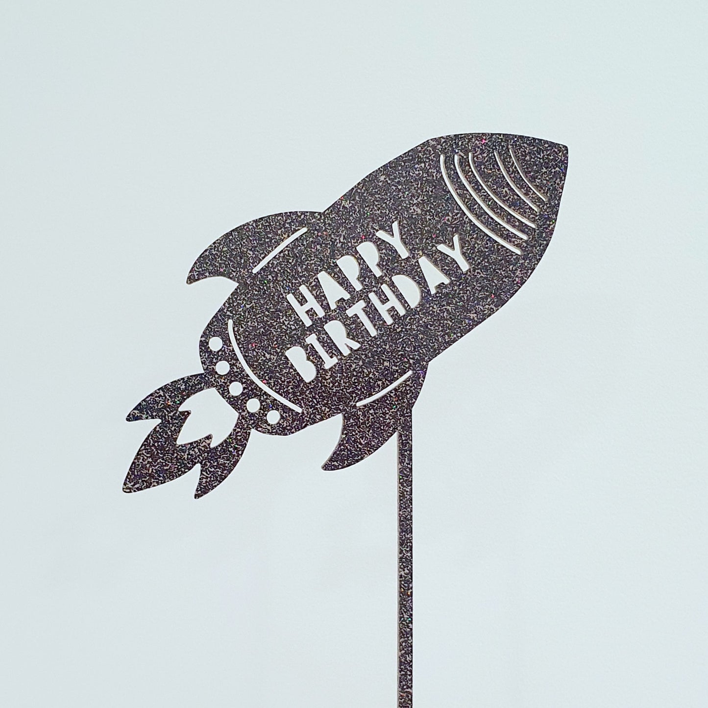 Rocket Ship Acrylic Happy Birthday Cake Topper