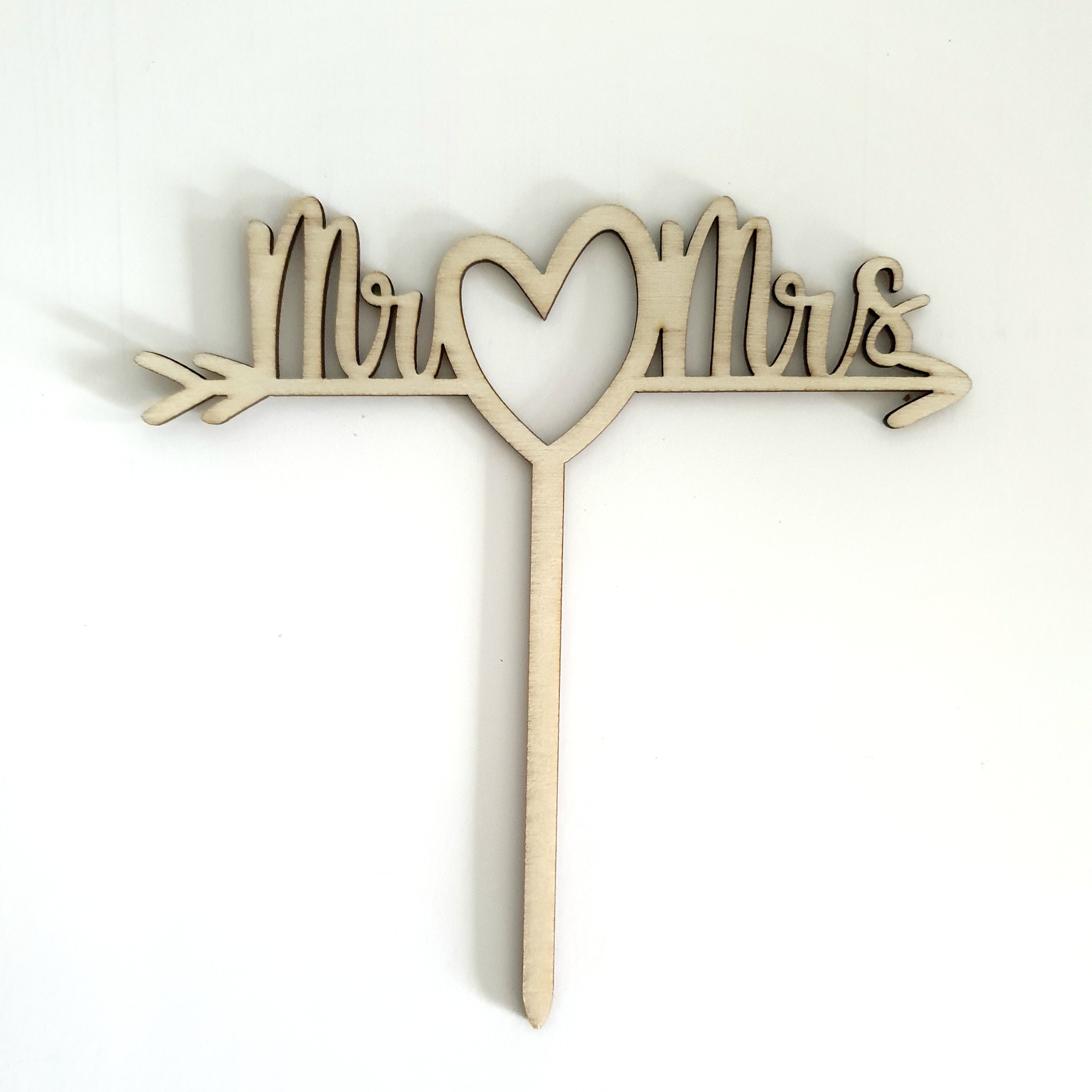 Wooden Mr & Mrs Cake Topper