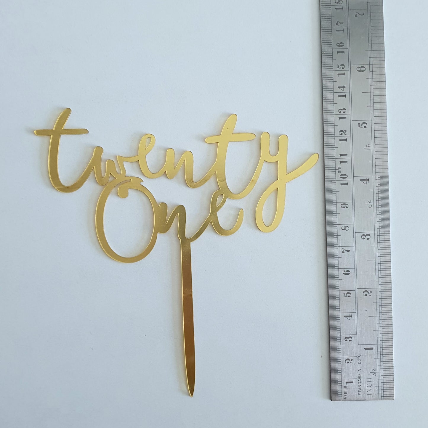 Gold Acrylic Twenty One Cake Topper