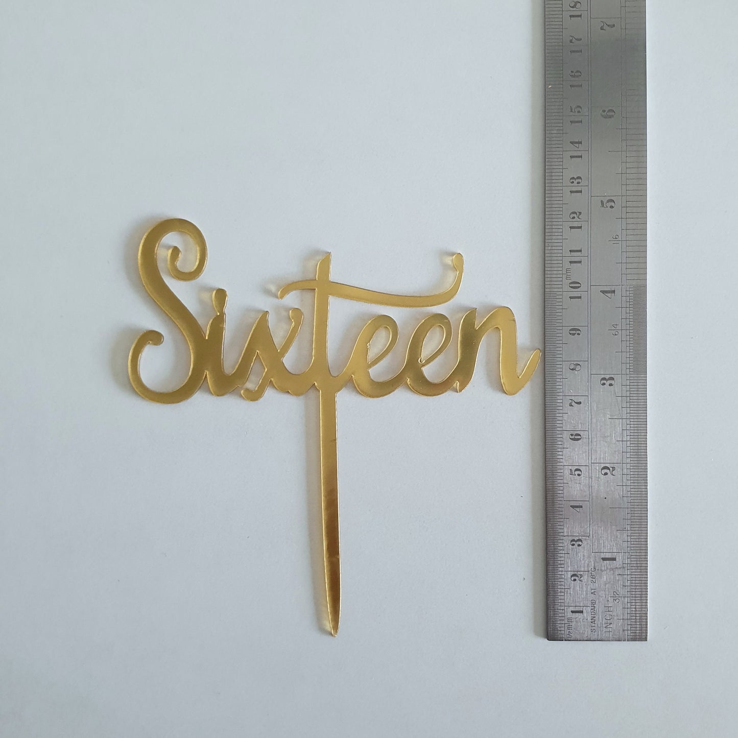 Gold Acrylic Sixteen Cake Topper
