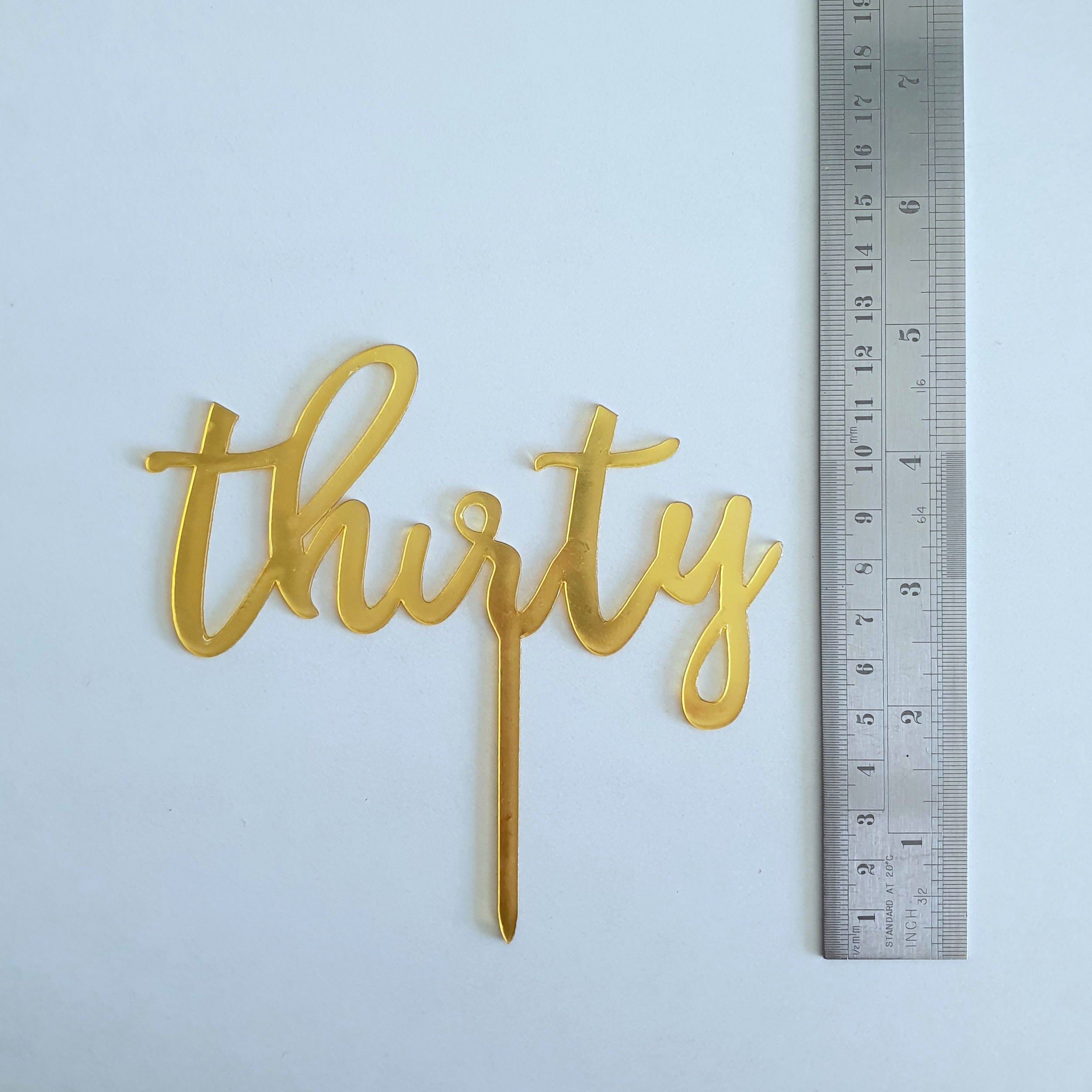 Gold Acrylic Thirty Cake Topper