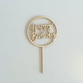 Wooden Happy Birthday Cake Topper
