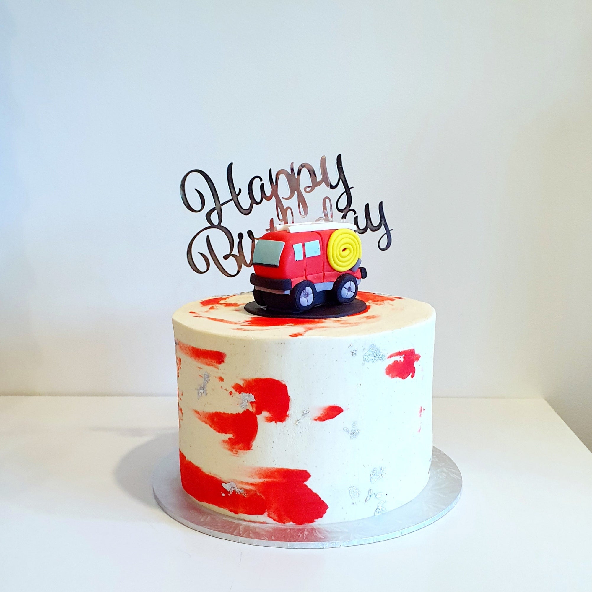 Fire Truck Cake Topper, Fondant, Handmade Edible, Firetruck cake  decorations, car transportation birthday cake, emergency services cake